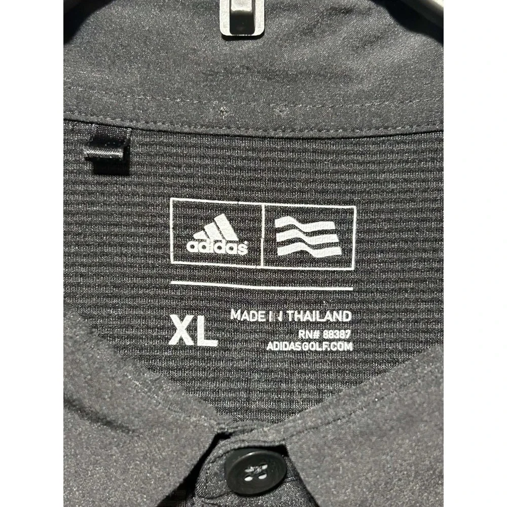 Adidas Golf Polo Shirt Mens XL Black Striped Performance Short Sleeve